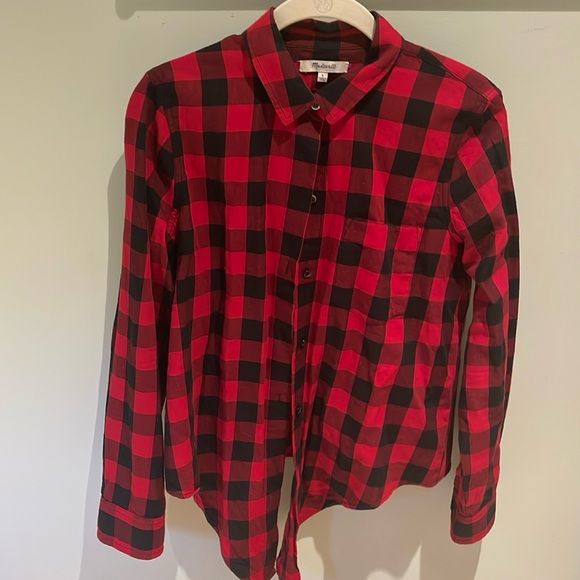 Madewell red and black blouse EUC - Picture 1 of 4